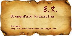 Blumenfeld Krisztina névjegykártya